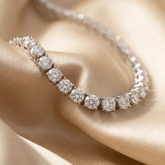 27.00 CT Round Diamond Tennis Necklace