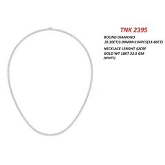 13.40 CT Round Diamond Tennis Necklace