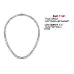 12.60 CT Round Diamond Half Tennis Necklace with Gold Bead Back