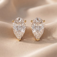 1 CT Pear Diamond Solitaire Stud Earrings