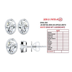 1 CT Oval Diamond Bezel Solitaire Stud Earrings