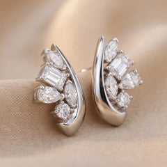 0.48 CT Multi Shape Diamond Cluster Wing Stud Earrings