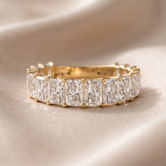 4 CT Radiant Diamond Half Eternity Ring