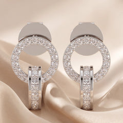 0.88 CT Princess Diamond Circle Link Drop Earrings