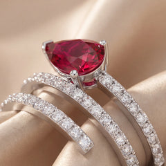 1.89 CT Ruby & Diamond Pear-Shaped Triple-Wrap Coil Ring