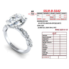 3.67 CT Oval Solitaire Accent Ring