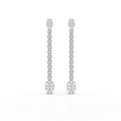0.89 CT Lab Diamond Dangle Drop Wedding Earrings - Jama Jewels 