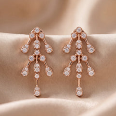 0.46 CT Diamond Cascade Teardrop Cluster Drop Earrings,