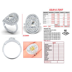 4.31 CT Radiant Cut Baguette Halo Cocktail Ring