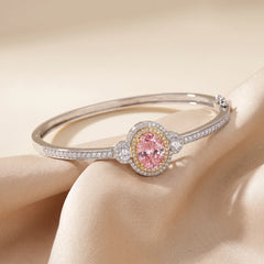 3.03 CT Pink Oval Diamond Halo Bangle
