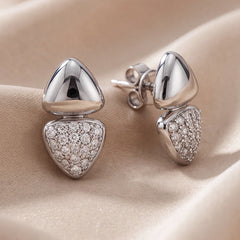 0.26 CT Diamond Pavé Double Triangle Stud Earrings