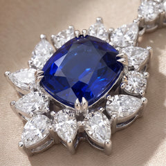 6.23 CT Oval Sapphire & Diamond Sunburst Halo Drop Earrings