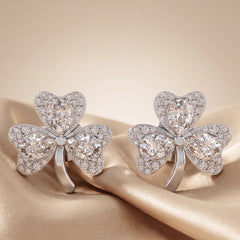 1.30 CT Pear Diamond Pavé Shamrock Studs