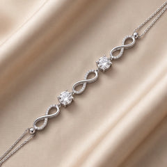1.21 CT Round Diamond Triple Infinity Station Bracelet