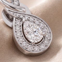 0.6 CT Pear Diamond Halo Infinity Twist Drop Earrings