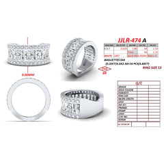 4.70 CT Baguette Channel-Set Curved Wide Band