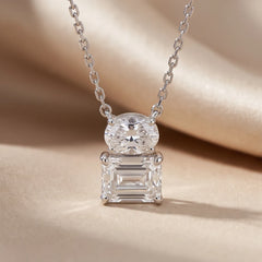 2.2 CT Emerald-cut & Oval Diamond Chain Pendant