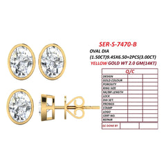3 CT Oval Diamond Bezel Solitaire Stud Earrings