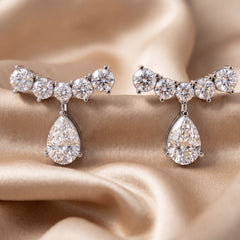 1.9 CT Pear Diamond Bar Drop Earrings
