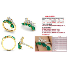 2.03 CT Pear Green Emerald & Diamond Cluster Ring