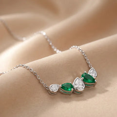 2.20 CT Pear Emerald & Diamond Pendant
