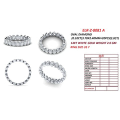 2 CT Oval Bezel Diamond Full Eternity Ring