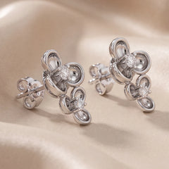0.17 CT Double Petal Flower Diamond Accent Studs