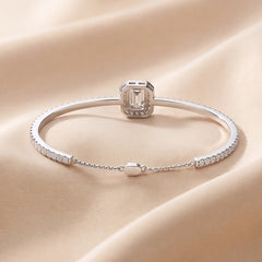2.83 CT Emerald-Cut Diamond Halo Bangle