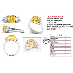 5.65 CT Square Cushion Cut Three Stone Ring