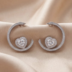 1.64 CT Diamond Heart Crescent Earrings