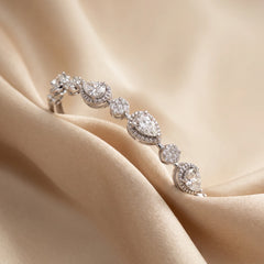 Pear Diamond Halo & Cluster Station Bangle