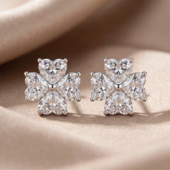 1.20 CT Heart Flower Diamond Stud Earrings