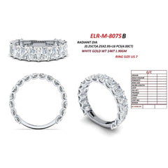 4 CT Radiant Diamond Half Eternity Ring