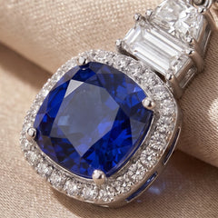 6.96 CT Cushion Sapphire Halo Huggie Hoop Earrings