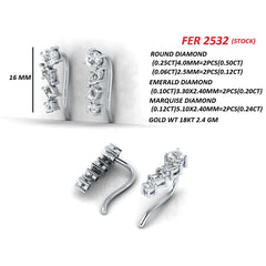 1.06 CT Multi Shape Diamond Ear Climber Earrings