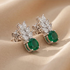2.94 CT Round Emerald Drop Earrings