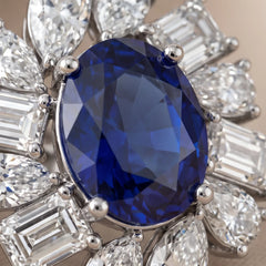 4.24 CT Oval Sapphire & Diamond Multi Shape Halo Stud Earrings