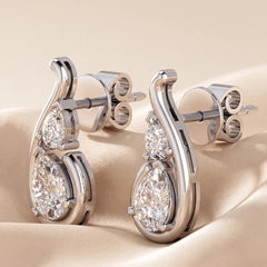 1.30 CT Double Pear Diamond Swirl Drop Earrings