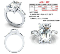 6.44 CT Emerald & Taper Three Stone Ring