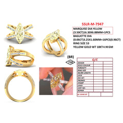 4.72 CT Yellow Marquise Diamond Baguette Double Band Ring