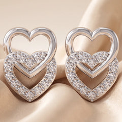 0.25 CT Diamond Double Heart Studs