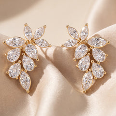 2.22 CT Marquise & Pear Diamond Cluster Earrings
