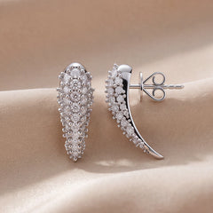1.18 CT Diamond Pavé Talon Curved Drop Earrings