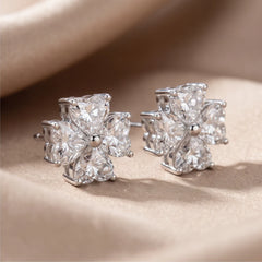1.20 CT Heart Flower Diamond Stud Earrings