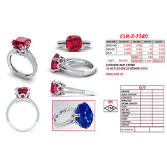 6.89 CT Cushion Green Stone Solitaire Ring