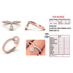 0.40 CT Chevron Pavé Ring with Dangling Pear Drop