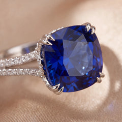 6.89 CT Cushion Blue Sapphire Solitaire Ring
