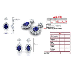 8.06 CT Pear Sapphire Halo Drop Earrings