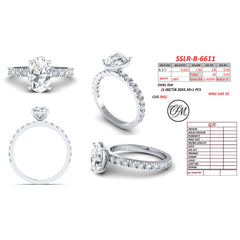 1.48 CT Oval Solitaire Pavé Band Ring