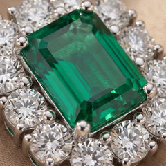 13.74 CT Green Emerald Halo Stud Earrings